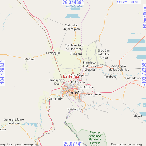 La Tehua on map