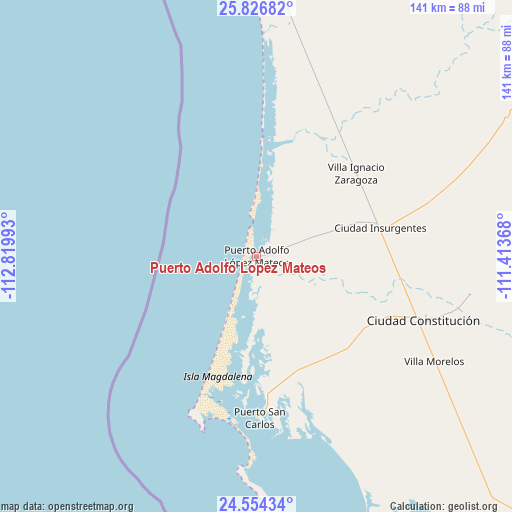 Puerto Adolfo Lopez Mateos on map