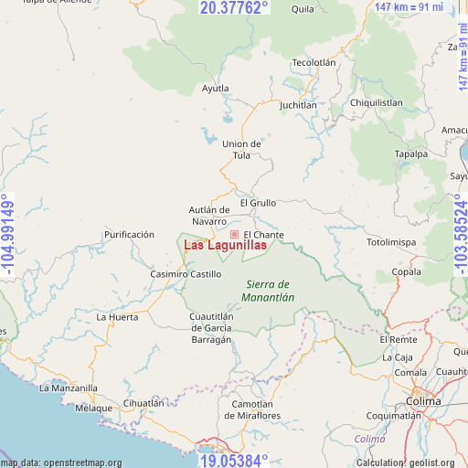 Las Lagunillas on map