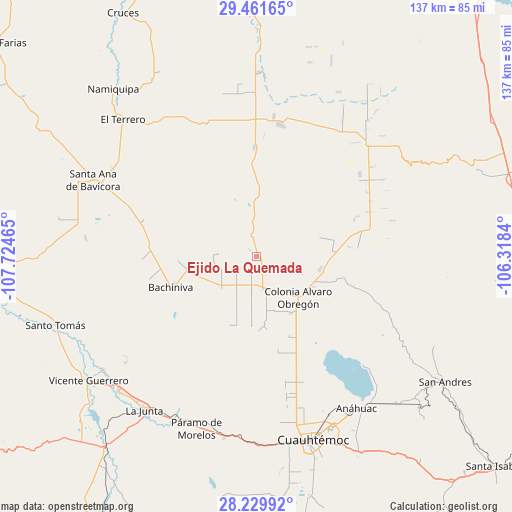 Ejido La Quemada on map