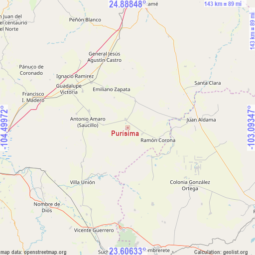 Purísima on map