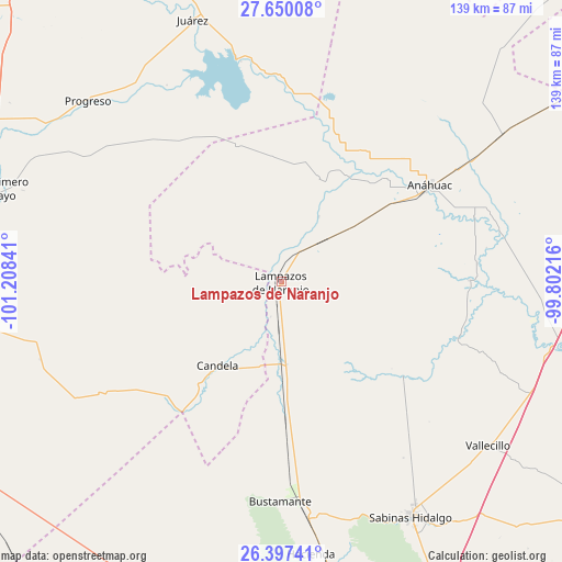 Lampazos de Naranjo on map