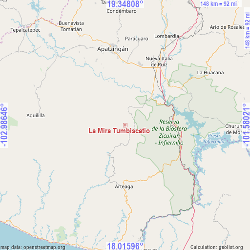 La Mira Tumbiscatio on map