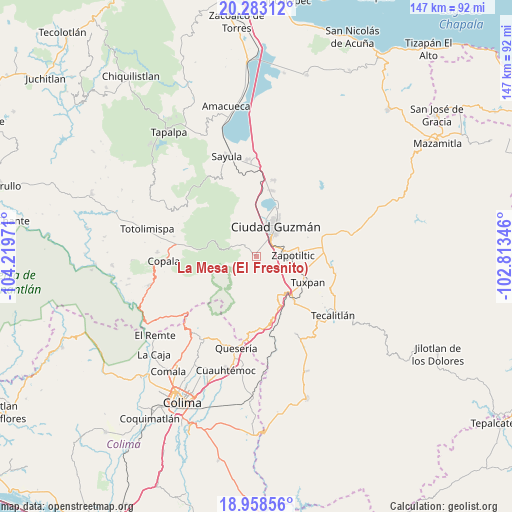 La Mesa (El Fresnito) on map