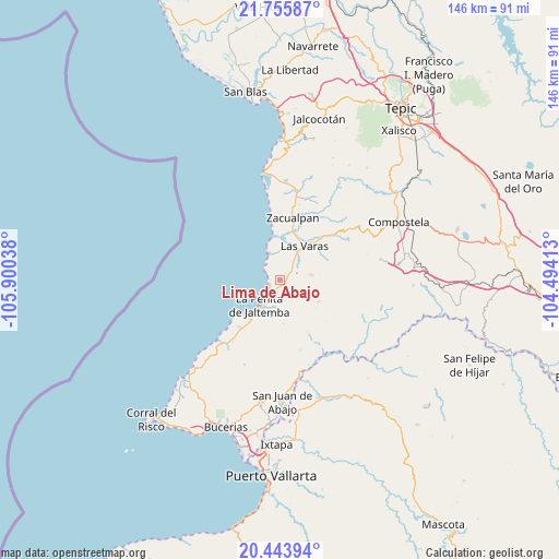 Lima de Abajo on map