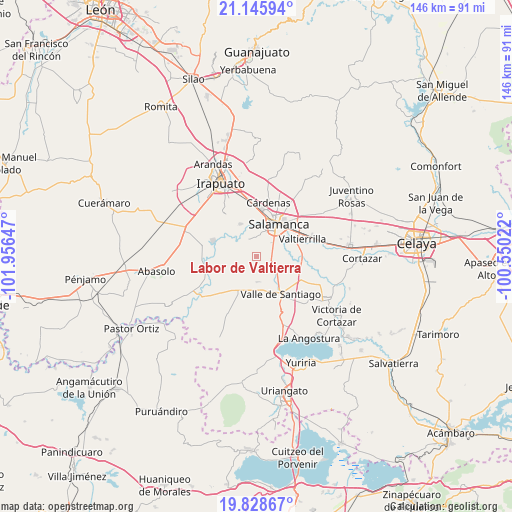 Labor de Valtierra on map