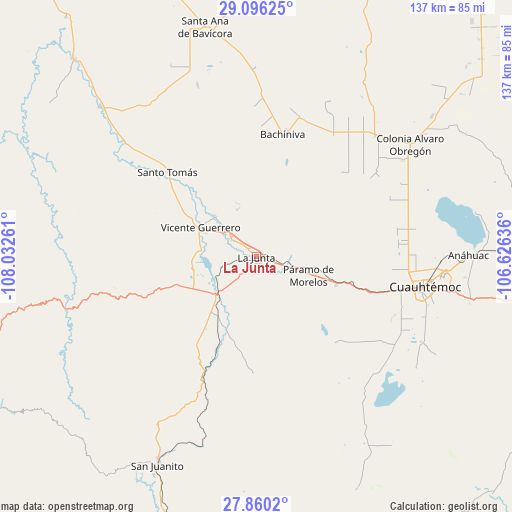 La Junta on map