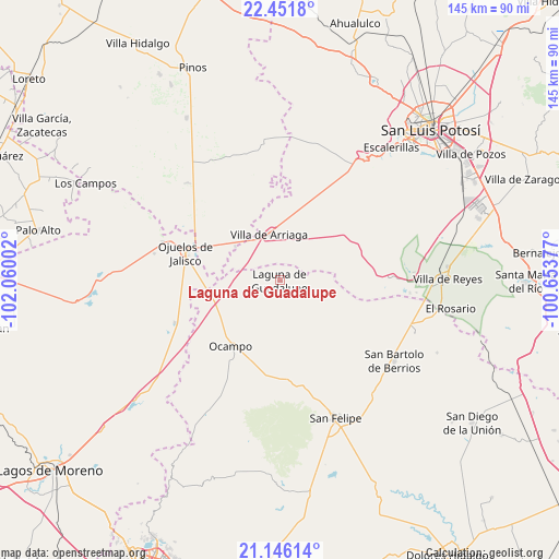 Laguna de Guadalupe on map