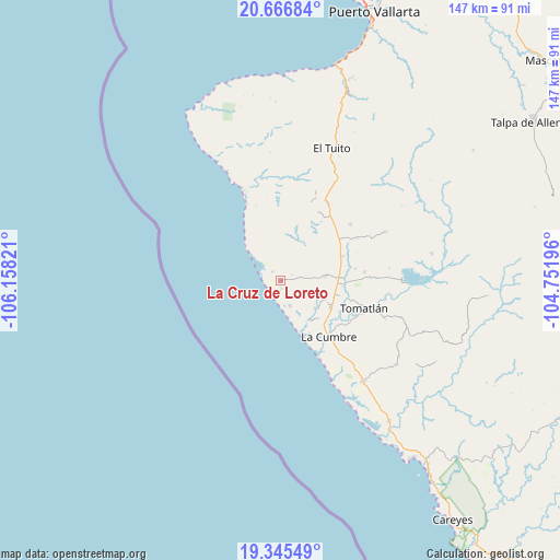 La Cruz de Loreto on map