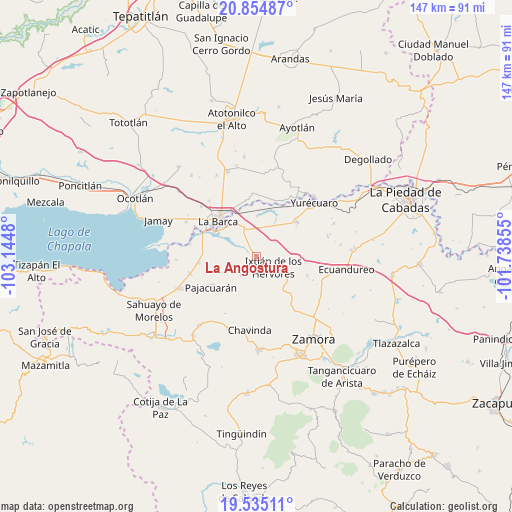 La Angostura on map