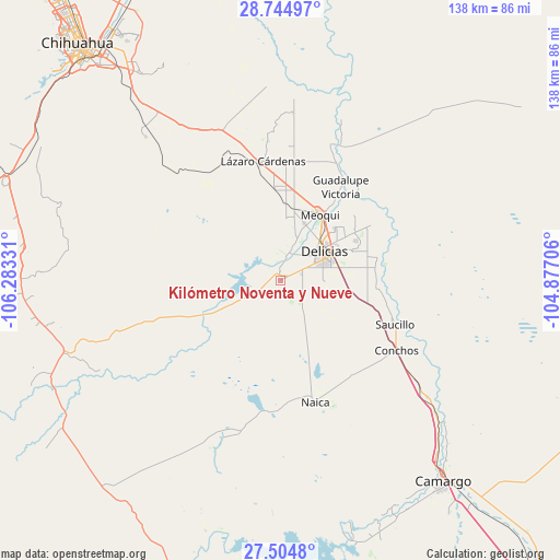 Kilómetro Noventa y Nueve on map