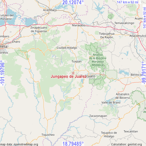 Jungapeo de Juárez on map