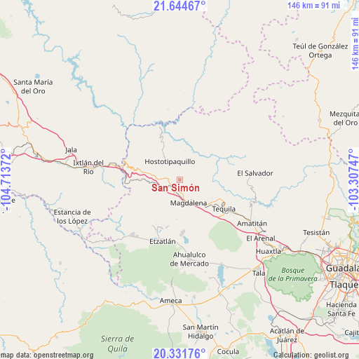 San Simón on map