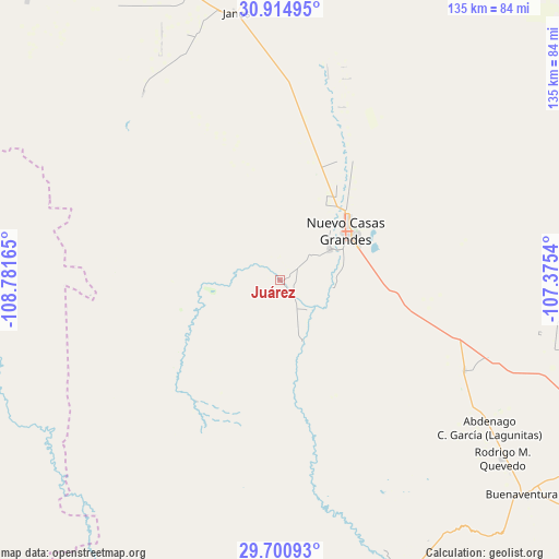 Juárez on map