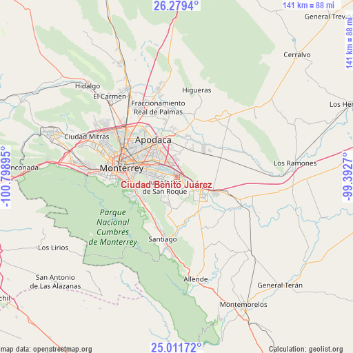 Ciudad Benito Juárez on map