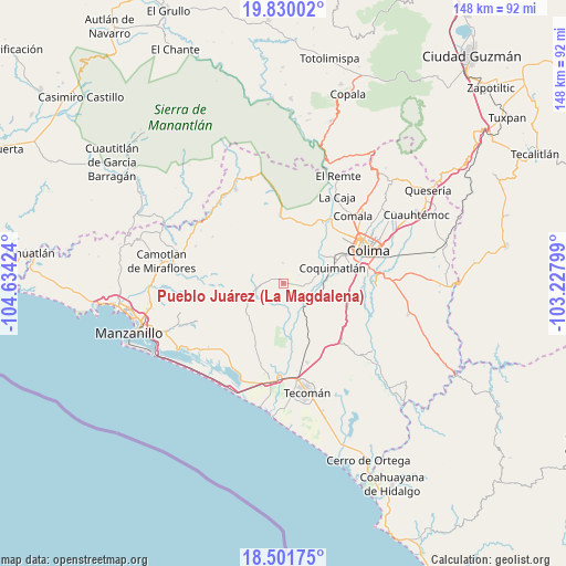 Pueblo Juárez (La Magdalena) on map
