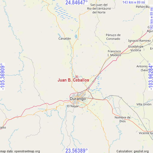 Juan B. Ceballos on map