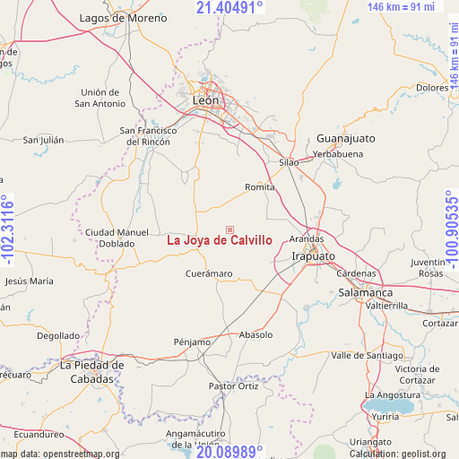 La Joya de Calvillo on map
