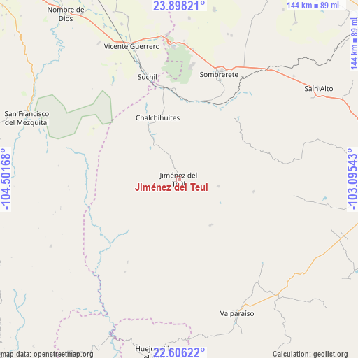 Jiménez del Teul on map