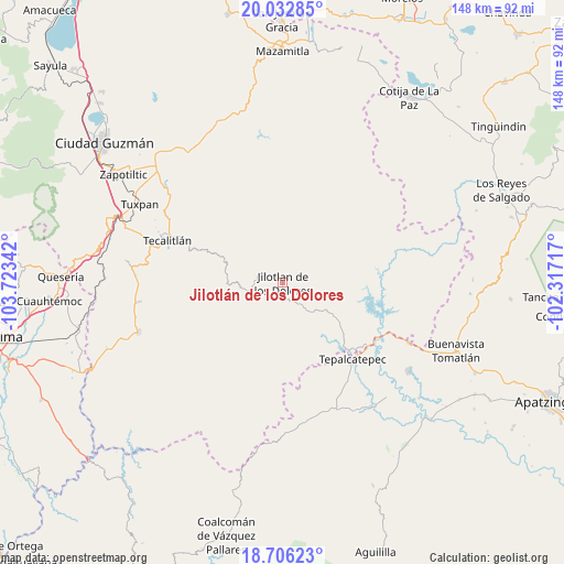 Jilotlán de los Dolores on map