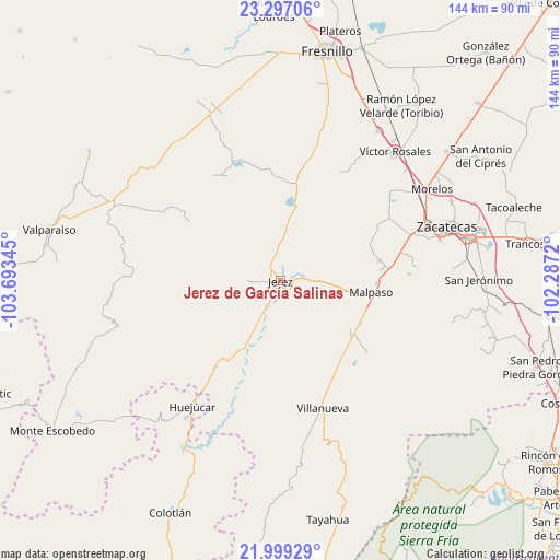 Jerez de García Salinas on map