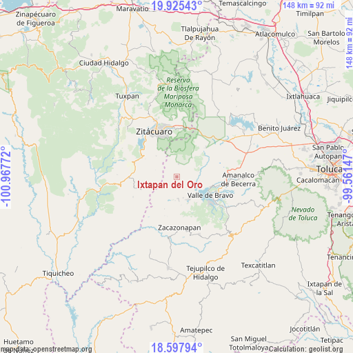 Ixtapan del Oro on map
