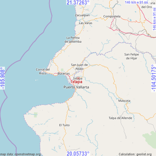 Ixtapa on map