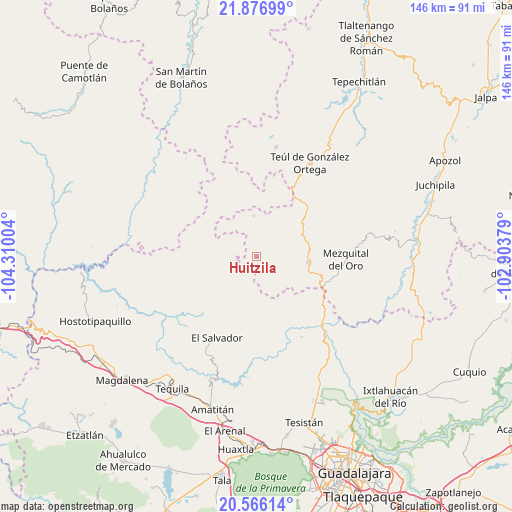 Huitzila on map