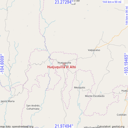 Huejuquilla el Alto on map