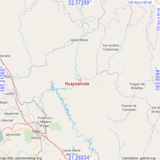 Huaynamota on map