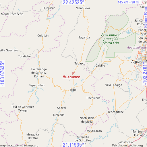 Huanusco on map