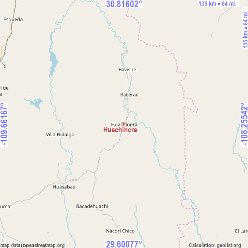Huachinera on map