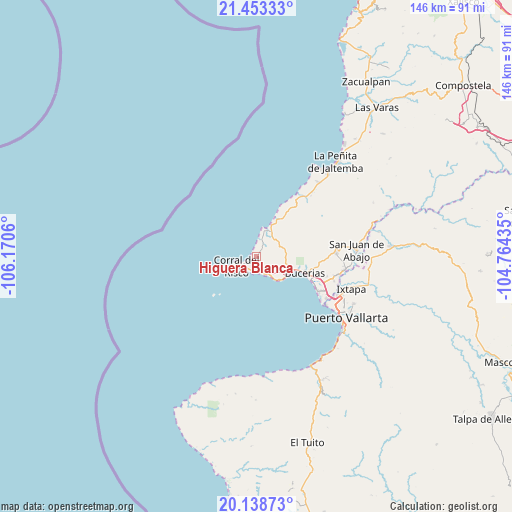 Higuera Blanca on map