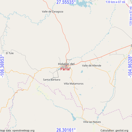 Parral on map