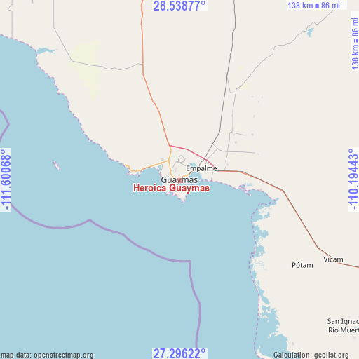 Heroica Guaymas on map
