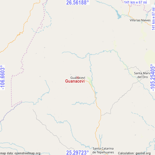 Guanaceví on map