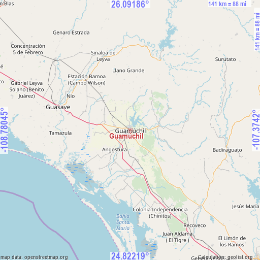 Guamúchil on map