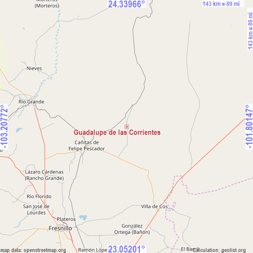 Guadalupe de las Corrientes on map