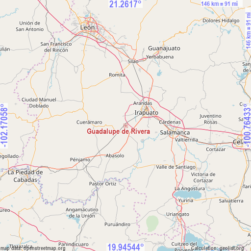 Guadalupe de Rivera on map