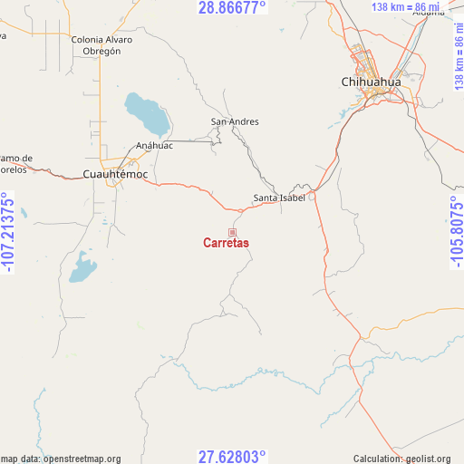 Carretas on map