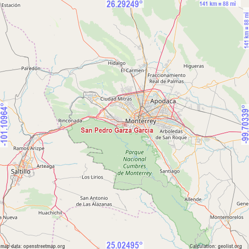 San Pedro Garza García on map