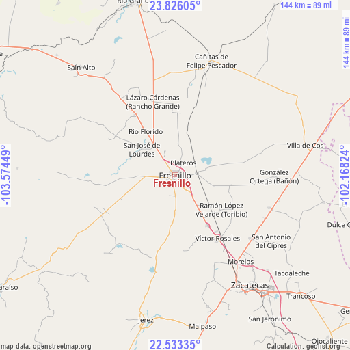 Fresnillo on map