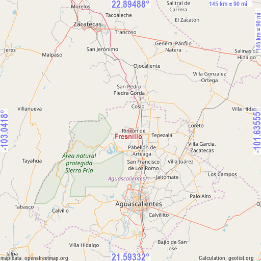 Fresnillo on map