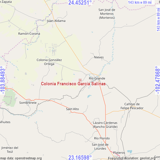 Colonia Francisco García Salinas on map