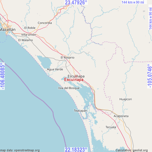 Escuinapa on map