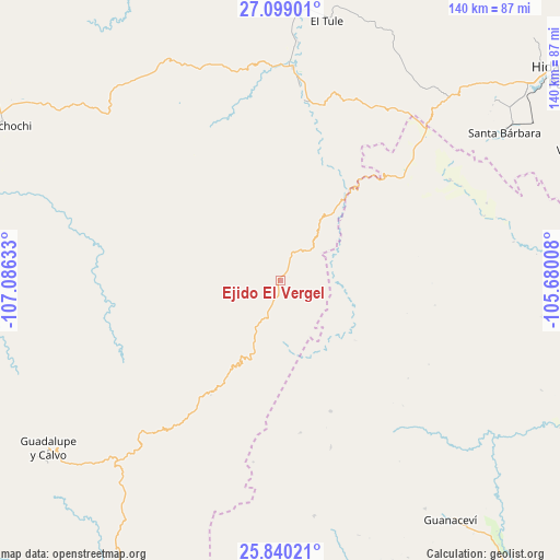 Ejido El Vergel on map