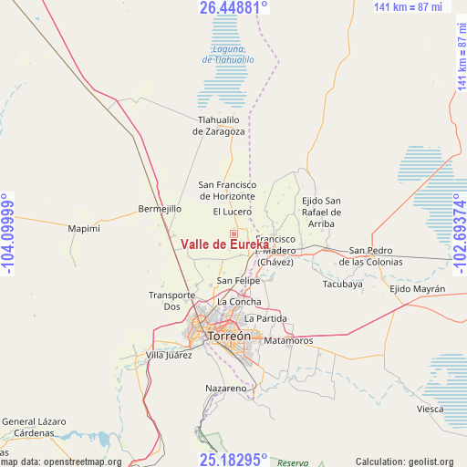 Valle de Eureka on map