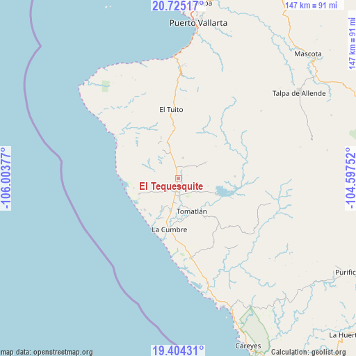 El Tequesquite on map