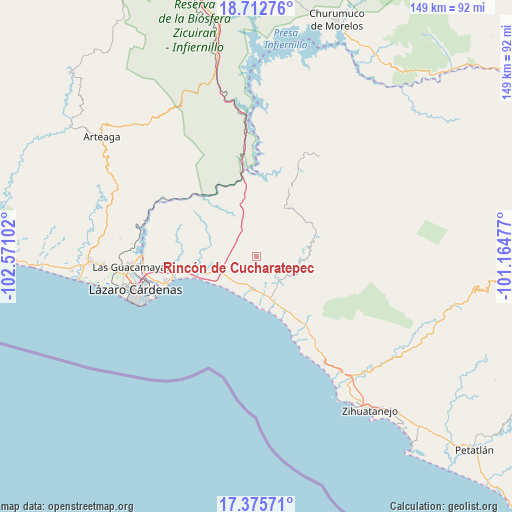 Rincón de Cucharatepec on map