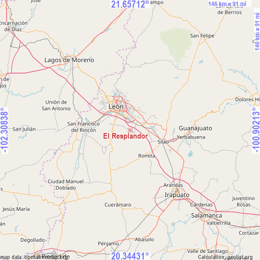 El Resplandor on map